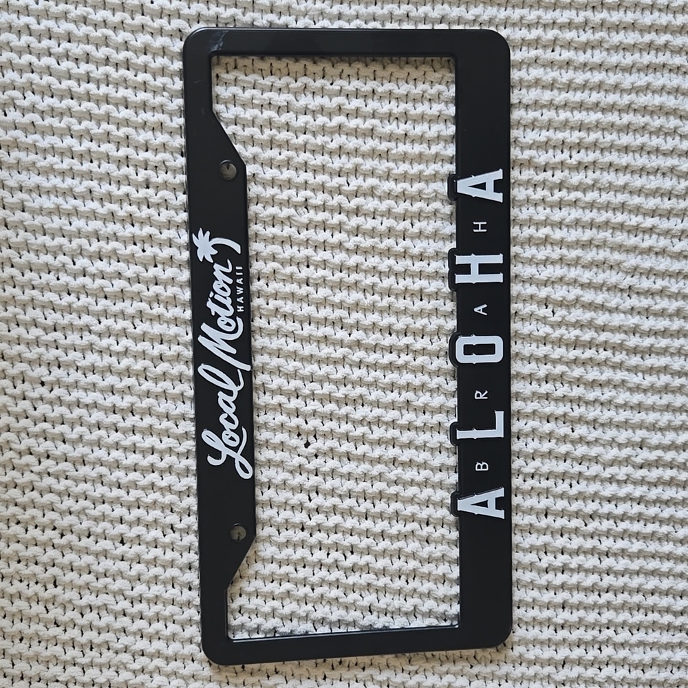 Local Motion Hawaii ALOHA BRAH Black Plastic License Plate Frame, Collectible